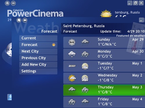 Погода cyberlink Power Cinema